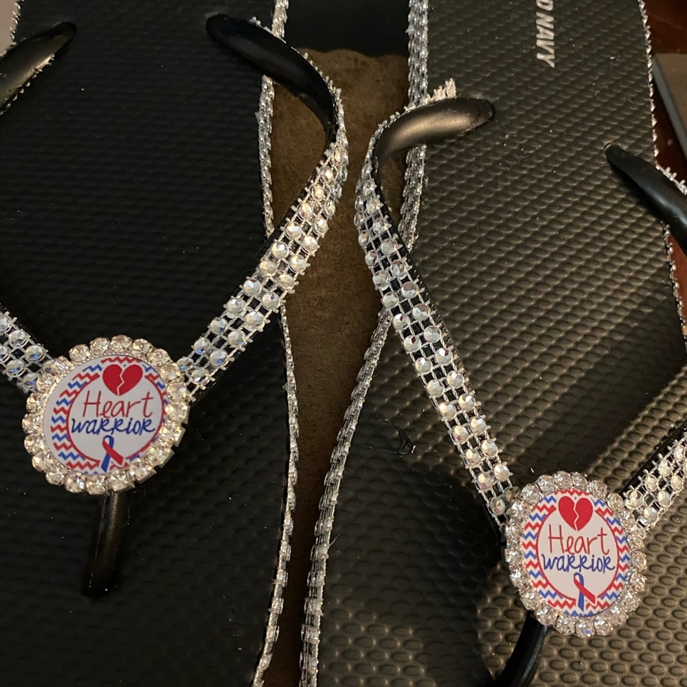 Heart warrior flip flops